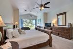 3rd floor oceanfront master with king bed, flatscreen tv and workspace